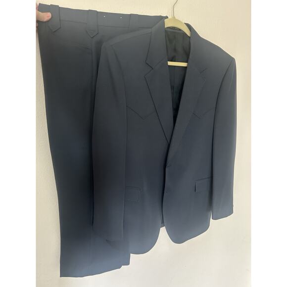 Circle S Mens Western Suit 42R Blazer 38 Pants Gray 2Pc Dallas TX Yokes Cowboy